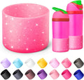Silicone Water Bottle Boot for Owala 14/16oz, Anti-Slip Protective Sleeve Bottom Bumper Protector for Owala Kids 12 oz Tumbler, Flip 14 oz and FreeSip 16 oz Water Bottle (Glitter Rose Red)
