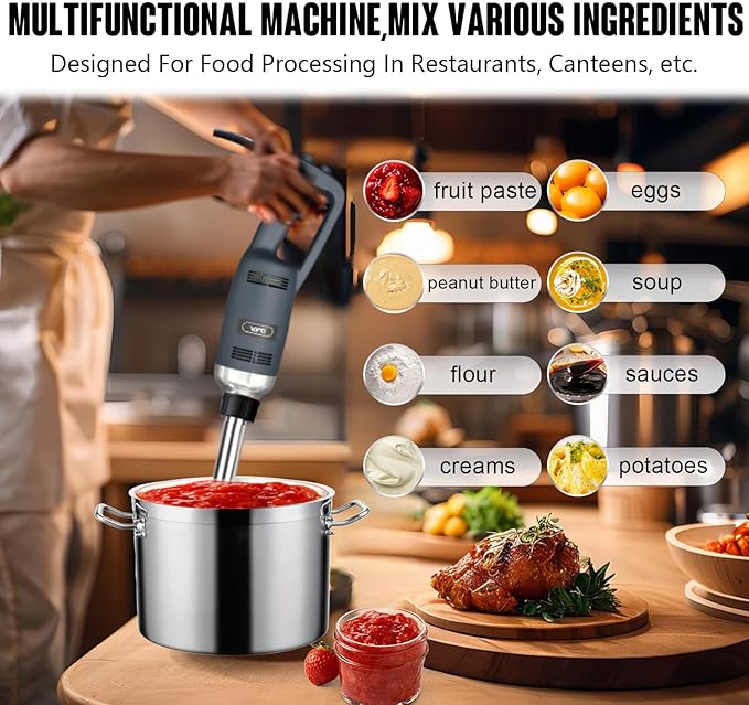 VONCI 750W Commercial Immersion Blender, Electric Hand Blender with 16" Detachable Shaft, Variable Speed 8000-19000RPM,Industrial Immersion Blender for Restaurant Kitchen.Extra Heavy Duty Hand Mixer.