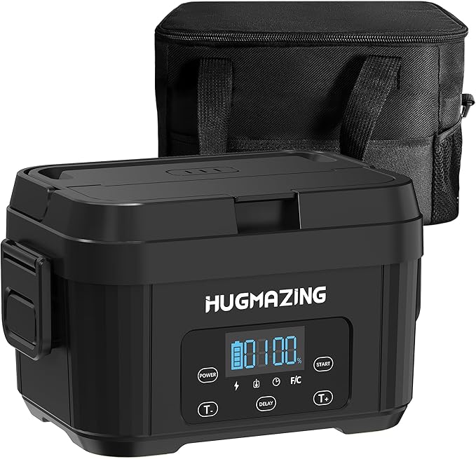 Cordless Electric Lunch Box – Rechargeable Self-Heating Food Warmer with 1100ML SS Container, Battery-Powered Heated Lunch Box, Perfect for Travel, Office Meals for Adults, Men & Women