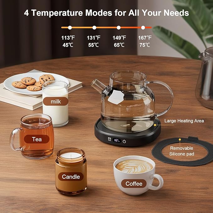 Coffee Mug Warmer, Best MOM Ever Mug with Coffee Warmer Set, Electric Coffee Cup Warmer for Desk 8H Auto Shut Off, Tea Beverage Warmer with 4 Temperature Setting, Women Mothers Day Birthday Mom Gifts