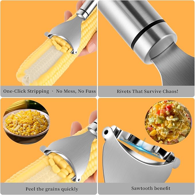Corn Peeler Tool for Corn on The Cob, Upgrade 3pcs Corn Cob Stripper & Kernel Remover with Long Handle - The Ultimate Kitchen Gadget for Effortless Cooking, A Must-Have Gift for Dining Enthusiasts