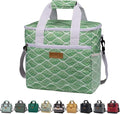 Iknoe Large Cooler Bag Collapsible 24 Can Insulated Bags Leakproof Lunch Cooler Tote with Multi-Pockets for Adult Insulated Thermal Bag for Beach, Picnic, Office Work(Green Wave)