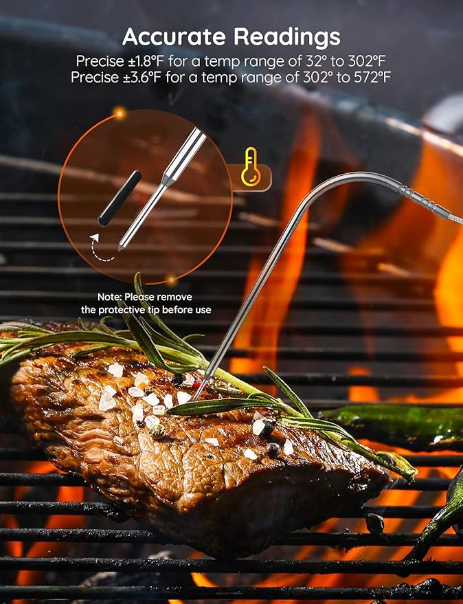 Govee Bluetooth Meat Thermometer, 230ft Range Wireless Grill Thermometer Remote Monitor with Temperature Probe Digital Grilling Thermometer with Smart Alerts for Smoker Cooking BBQ Kitchen Oven