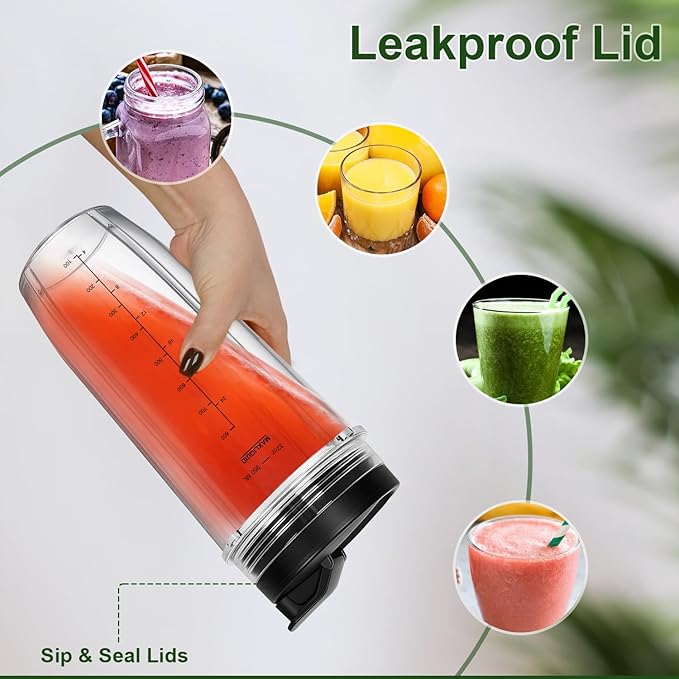 Blender Cups Replacement Parts for Ninja, 32oz Cups with Sip & Seal Lids,Compatible with Ninja Auto IQ Blender BL450 BL480 BL642 BL680 BN801 SS101 SS151
