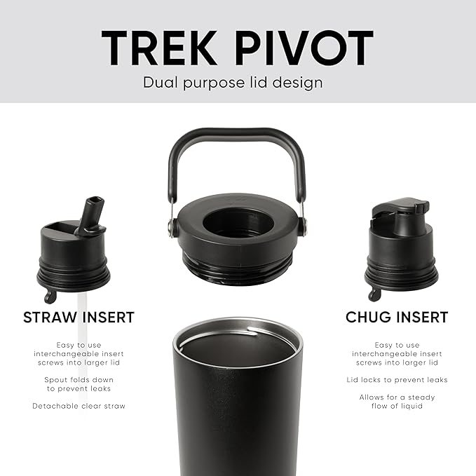 Simple Modern Trek Pivot | 40oz Flip Straw Tumbler with Handle | Water Bottle & Boot | Interchangeable Straw & Chug Lids | Insulated Stainless Steel Jug | Gym Sports Outdoors | Honolulu