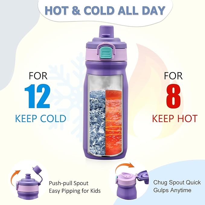 Bento Lunch Box for Kids with 8oz Soup Thermo, Leak-proof Lunch Food Containers with 5 Compartment, Insulated Lunch Bag & 17oz Stainless Steel Water Bottle for School, Trvael