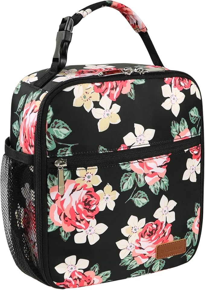 Femuar Lunch Box for Men Women Adults Small Lunch Bag for Office Work Picnic - Reusable Portable Lunchbox, Penoy Flower