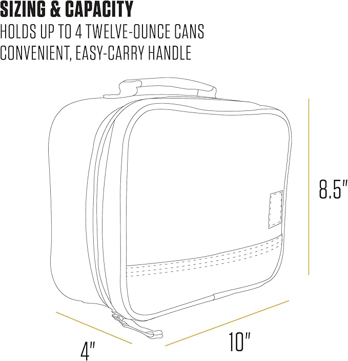 Carhartt Insulated Lunch Cooler For Men and Women, Fully Insulated Lunch Pale for Everyday Use, 4 Can (Black)
