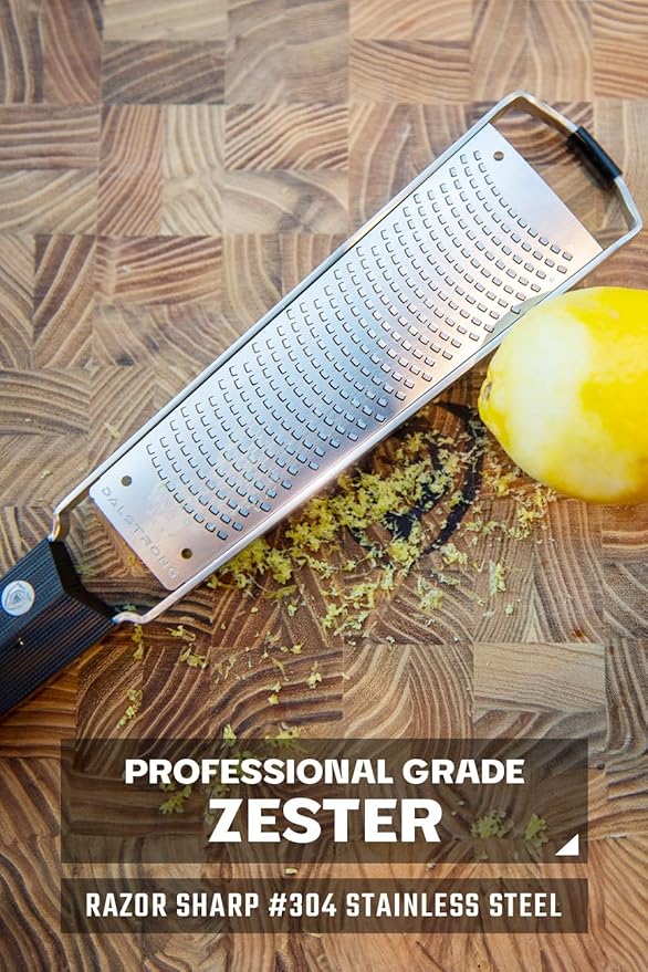 Dalstrong Professional Narrow Grater - Zester - #304 Stainless Steel Blade - G10 Handle Kitchen Shredder - w/Blade Cover - Citrus, Hard Spices, Chocolate, Garlic, Ginger - NSF Certified