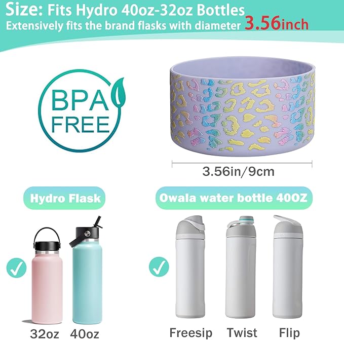 WK IEASON Protective Silicone Base Cover Boot for Hydro Flask Wide Mouth, Anti-Slip Silicone Sleeve Bottom Bumper As Hydro Flask Water Bottle Accessories-3.56inch Bottom Diameter