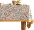 patdrea Designer Vintage French Rectangular Tablecloth,Floral Birds Pattern Linen Table Cloth,Fall Yellow Decor Table Cover for Kitchen Dining Banquet,Christmas,Thanksgiving,63"x87"-Magnolia