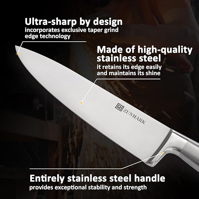 Professional 13 Piece Knife Block Set with Magnetic, Sharp Chef Knife Set, Ideal for Home and Restaurants, Silver