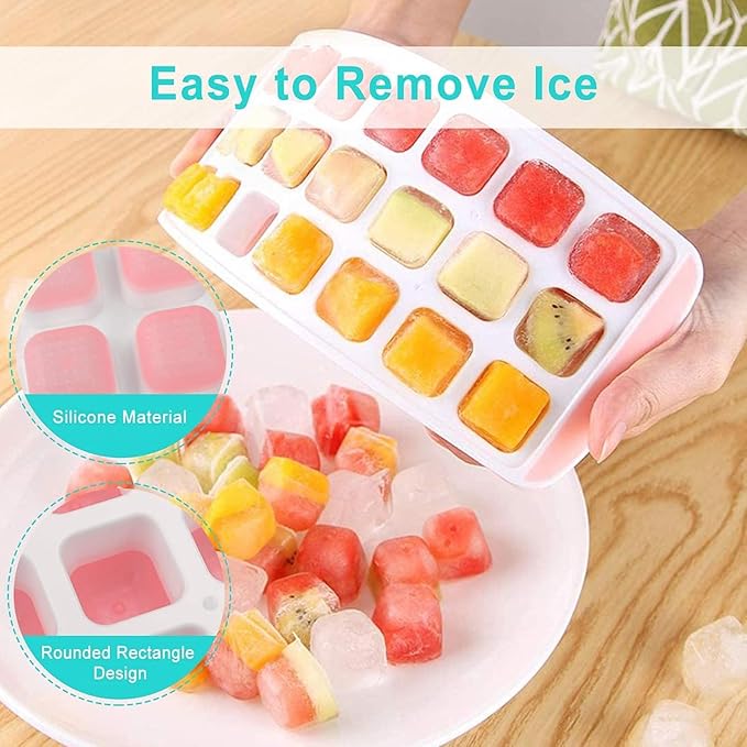 Silicone Ice Cube Tray with Lid - Mini Silicone Ice Tray with Lid,Small Ice Cube Tray,Tiny Ice Cube Trays for Iced Coffee,Baby Food,BPA Free,Easy Release