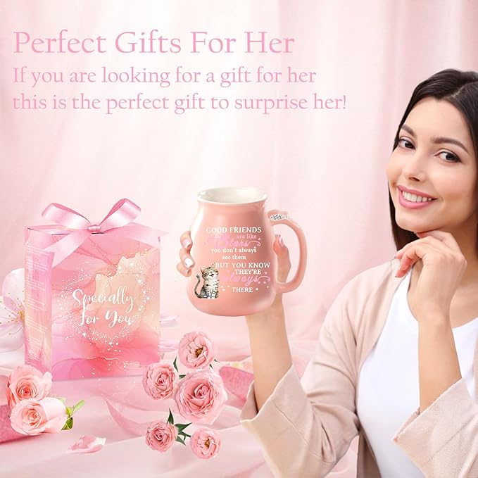 Friendship Gifts for Women Cat Mug Unique Birthday Gifts for Women Cute Stuff Kawaii Tea Cup Christmas Gift Bestie Friend Gift For Woman Cat Lovers hemed Gifts for BFF Coworker Sister