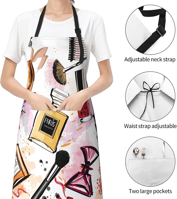 Men Women Apron, Adjustable Neck with 2 Pockets - Chef Apron for Cooking - Mom Dad Gift for Christmas, Birthday