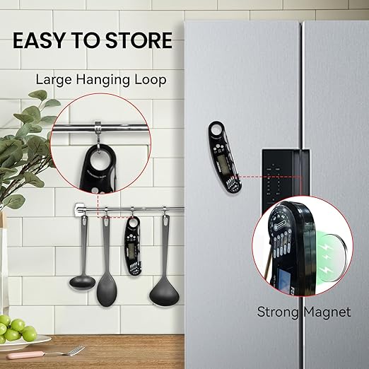 Digital Meat Thermometer，Instant Read Food Cooking Thermometer for Grilling，Waterproof Steak Thermometer for Kitchen and Outside, BBQ, Turkey, Candy, Liquids, Beef
