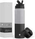 JoyJolt Triple Insulated Water Bottle with Straw Lid AND Flip Lid! 22oz Water Bottle, 12 Hour Hot/Cold Vacuum Insulated Stainless Steel Water Bottle. BPA-Free Leakproof Water Bottles - Thermos Bottle