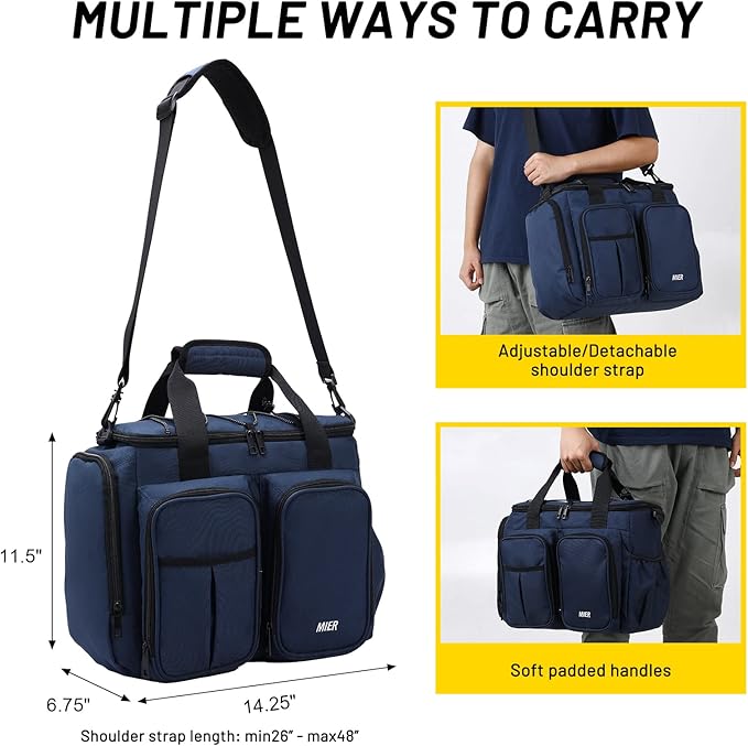 MIER Lunch Box for Men Heavy Duty Insulated Lunch Bag 20 Cans Large Leakproof Soft Cooler Bags with Multiple Pockets for Picnic Work Travel (Navy Blue)
