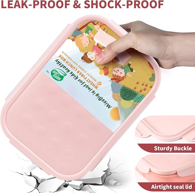 MISS BIG® Bento Box,Bento Box Adult,Lunch Box,Leak Proof Lunch Containers,No BPAs and No Chemical Dyes Bento Lunch Box,Dishwasher and Microwave Safe Lunch Containers for Adults(1900ml Pink)