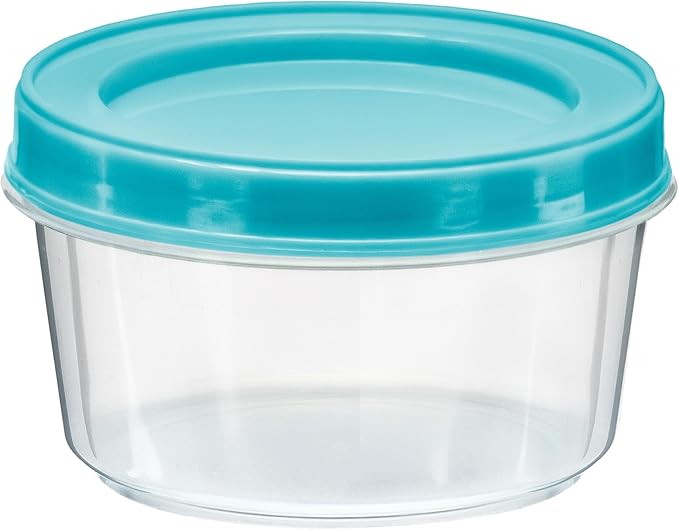 DecorRack 12 Pack - 7 oz Plastic Food Storage Containers with Screw Lids, BPA-Free, Reusable Stackable Jars for Portion Control, Snacks, Travel, Kitchen, Freezer, Art and Craft (Assorted Color)