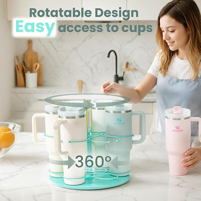Upgraded Water Bottle Organizer for Stanley 40 oz/30 oz/20 oz,Rotating Stanley Cup Organizer Holder,Tumbler Holder Organizer, Easy to Install Kitchen Organizers and Storage for Stanley Cup Accessories