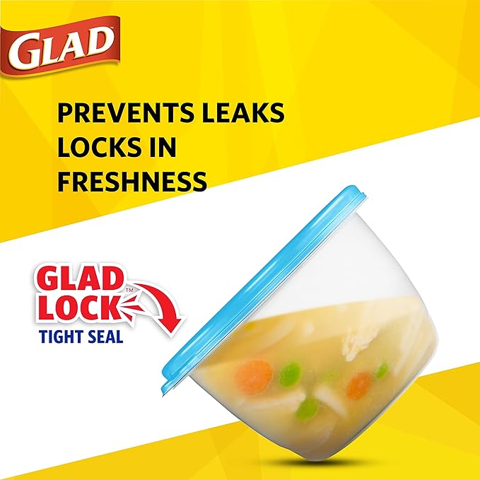Glad GladWare Design Series Food Storage Containers - Medium Rectangle - Meal Container Holds up to 24 Ounces of Food - Lock Tight Seal, 4 Count - 6 Pack