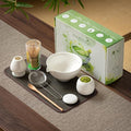 6 Pcs Matcha Set - Ceramic Bowl with Spout, Matcha Whisk with Holder, Tea Powder Canister, Sifter and Spoon, Complete Kit for Traditional Matcha, Modern Lattes, and Tea Ceremonies (White)