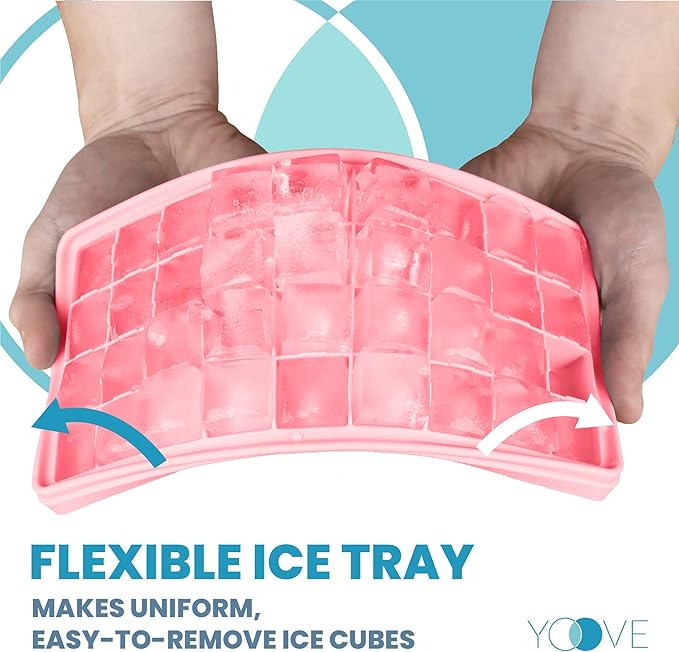 Ice Cube Tray With Lid & Bin | BPA Free Silicone Ice Cube Tray With Lid, Container & Tong | Stackable 36 Nugget Ice Tray for Freezer With Easy Release for Cocktails & Whisky,36 Mini Cubes