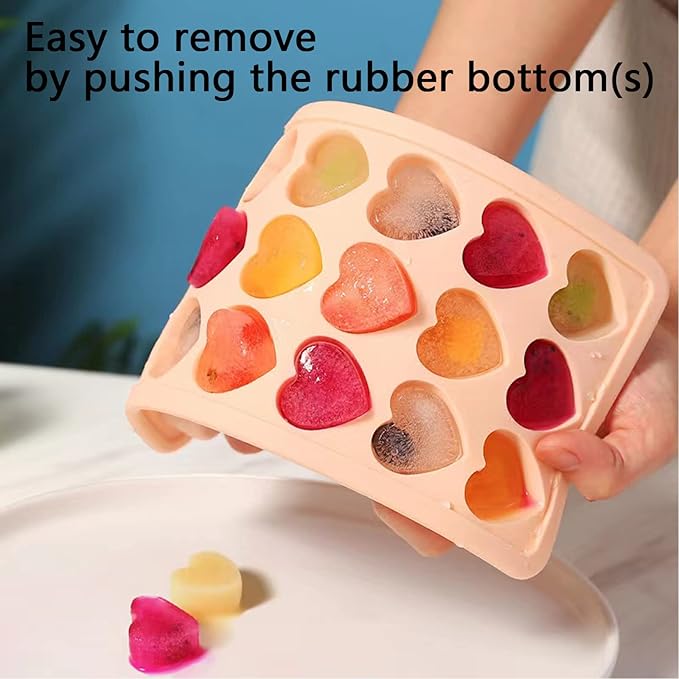Heart Shaped Ice Cube Trays - Silicone Heart Ice Cube Tray with Lid,Heart Shaped Ice Cube Molds,Small Heart Ice Tray Silicone,Easy to Remove