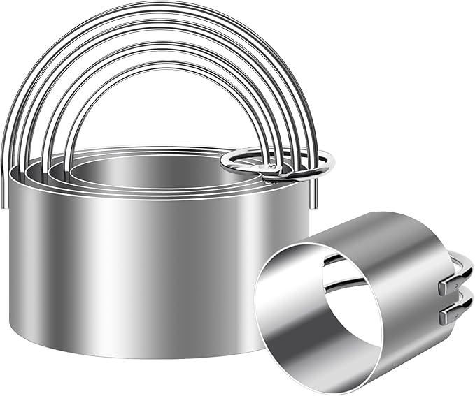 ALLTOP 5 Pieces Circle Biscuit Cutter,Professional Stainless Steel Round Cookie Cutters Tool with Ring Handle for Baking Pastry Doughnut