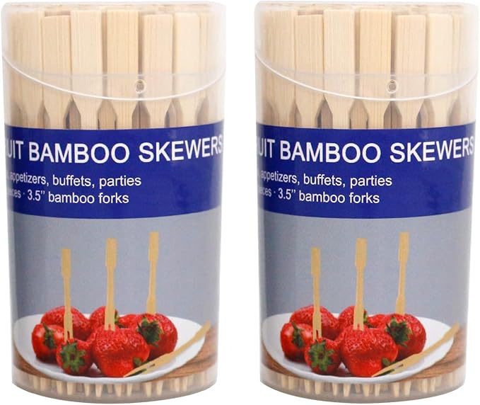 [2 Packs of 110 PCS] 3.5 inch Appetizer Picks, Prong Mini Fork for Appetizers, Cocktail Forks Appetizer Forks, Bamboo toothpicks for Appetizer, Wooden Food Picks for Fruit, Charcuterie Accessories.