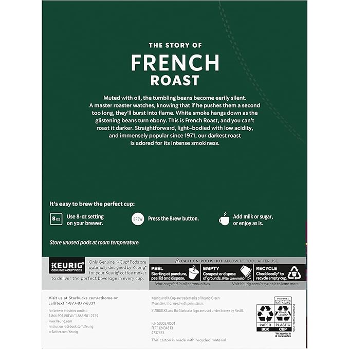 Starbucks® Single-Serve Coffee K-Cup®, French Roast, Carton Of 24
