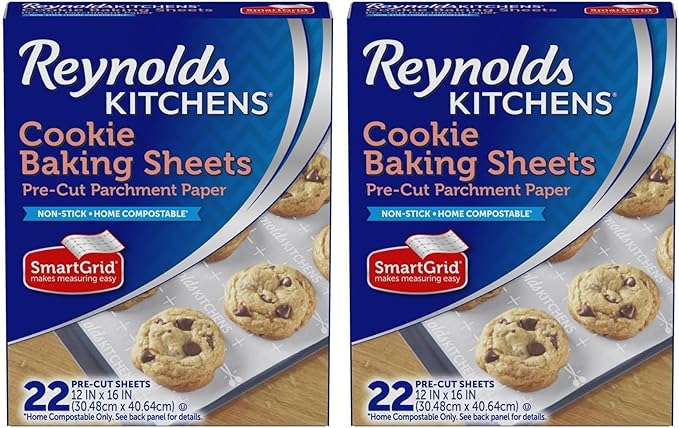 Reynolds Kitchens Cookie Baking Sheets, Pre-Cut Parchment Paper, 22 Sheets (Pack of 2)
