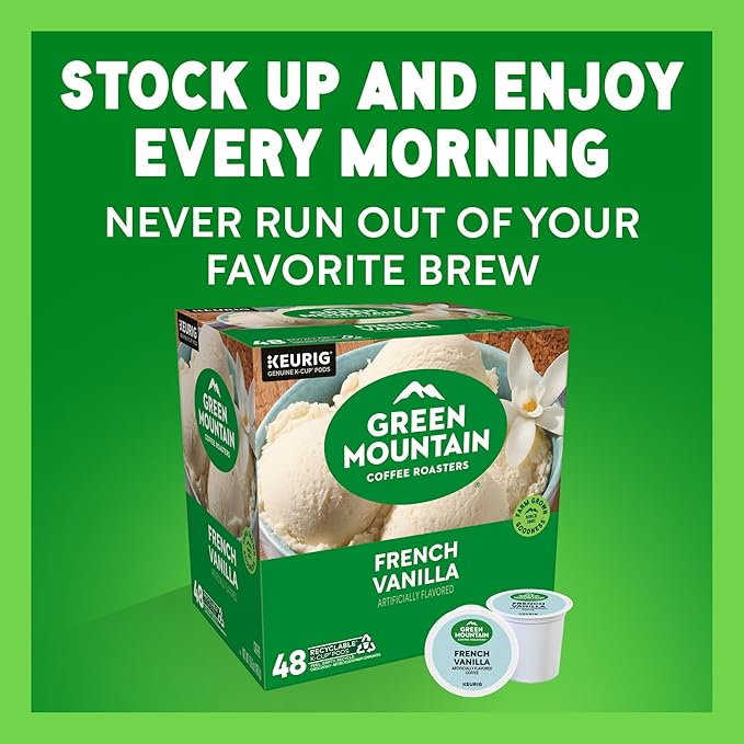 Green Mountain Coffee Roasters French Vanilla Coffee, Keurig Single-Serve K-Cup Pods, Light Roast, 48 Count