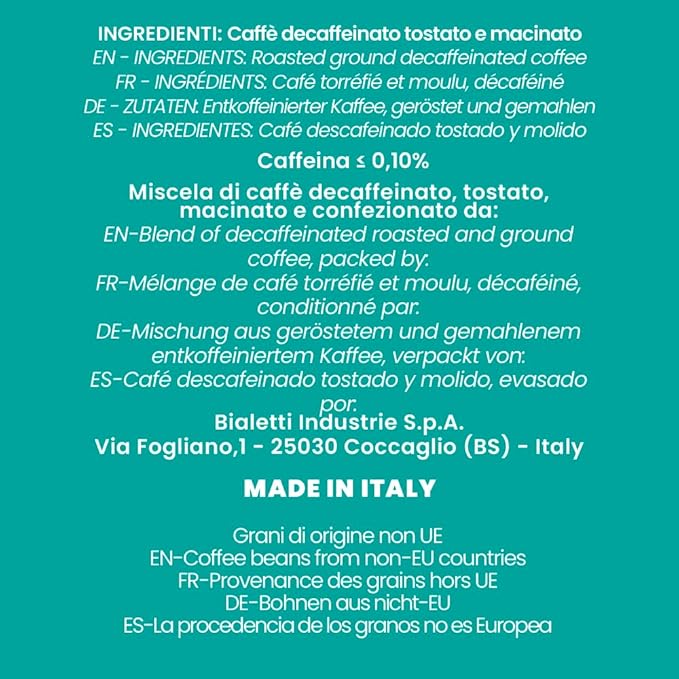 Bialetti - Perfetto Moka Deka: Medium Roasting Ground Coffee, Cereals Aroma, 8.8 Oz - 250g, Bag with Flavour-Saving Valve