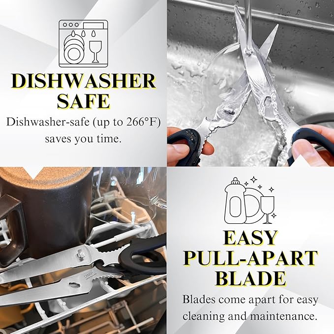 CANARY Japanese Kitchen Scissors for Food 9.5" [Long Blade] Heavy Duty Kitchen Shears, Dishwasher Safe Come Apart Blade, Japanese Stainless Steel Blade, Made in JAPAN