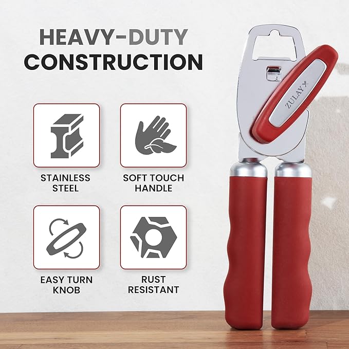 Zulay Kitchen Manual Can Opener with Bottle Opener with Turn Knob