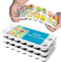 DclobTop Ice Cube Trays for Freezer - 3 Pack 42 Ice Cubes, Easy to Release Plastic Silicone Trays with Spill-Resistant Lids, Reusable Stackable Tray for Cocktails, Drinks and Coffee, BPA-Free,Black