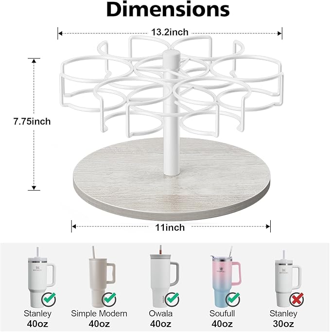 Water Bottle Organizer for Stanley 40 oz, Rotating Stanley Cup Organizer Holder, Tumbler Organizer Holder, Stanley Cup Accessories, 13.2 * 11 * 7.75in, Grey