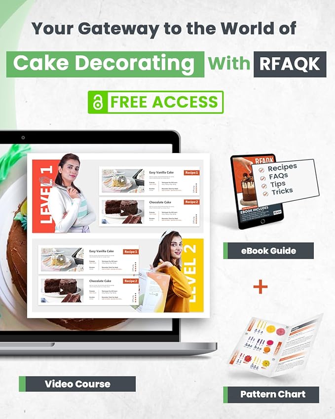 RFAQK 74 PCs Icing Piping Bags and Tips Set, Cake Decorating Kit with 48-Numbered Piping Tips, 20+1 Pastry Bags for Cookie Cupcake Cake Decoration, with Booklet and E-book (Green)