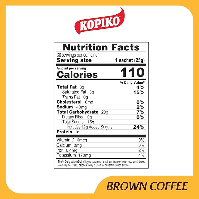 Kopiko Brown Instant Coffee Mix – Authentic Indonesian Volcanic Coffee – Taste the Irresistibly Delicious Coffee with Brown Sugar (0.88 OZ/25gr x 30 Coffee Sachets)