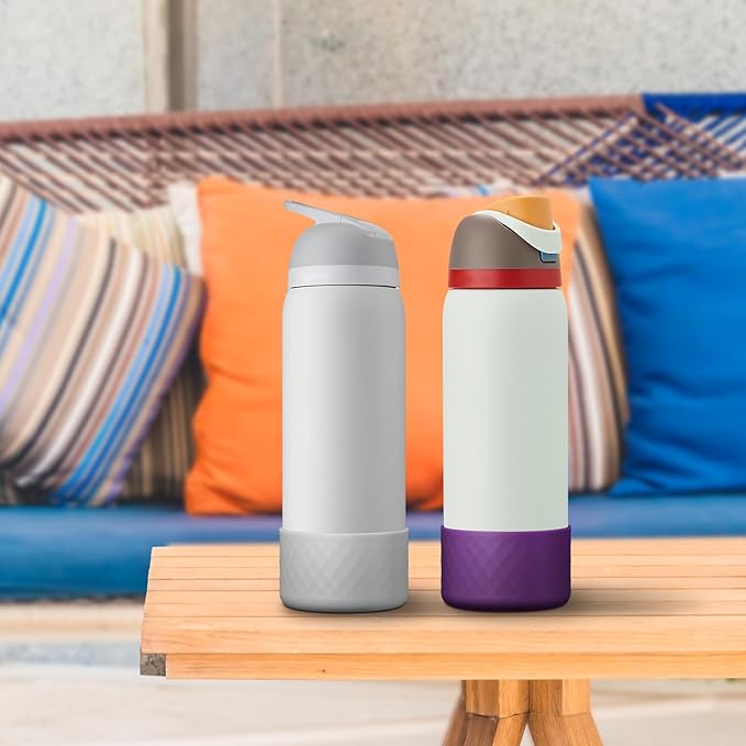 2PCS Silicone Water Bottle Boot for Owala 32oz, Protective Bottom Bumper Anti-Slip Sleeve for FreeSip, Twist, and Flip Stainless Steel Bottles, Dishwasher Safe and BPA Free