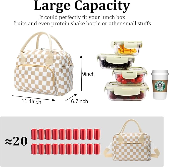 MEXS Insulated Lunch Bag for Women Men Large Reusable Lunch Box Adult Leakproof Portable Cooler Tote Bags for Work Picnic