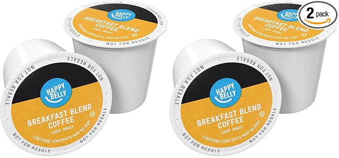 Amazon Brand - Happy Belly Light Roast Coffee Pods, Breakfast Blend, Compatible with Keurig 2.0 K-Cup Brewers, 100 Count (Pack of 2)