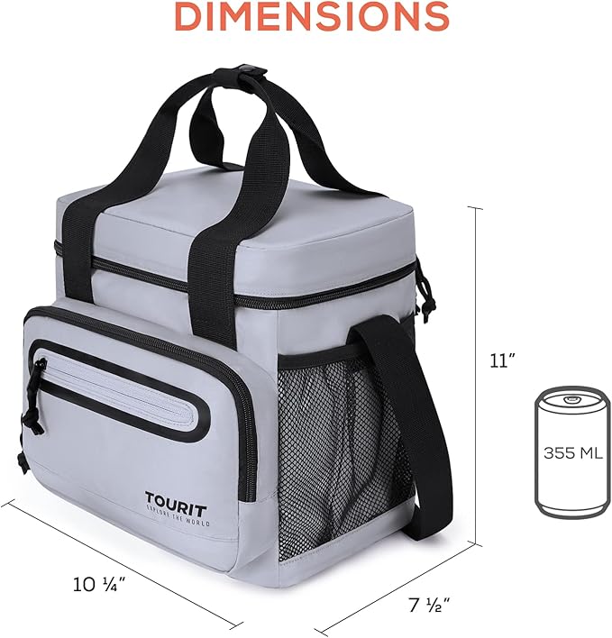 TOURIT Large Lunch Bag 14L Insulated Lunch Box Lunch Cooler for Men Women Work, Black