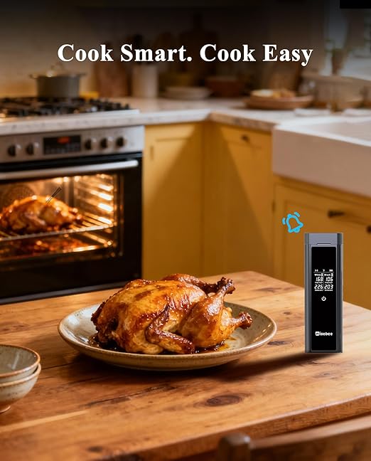 Wisebee Meat Thermometer Digital Wireless, 328FT Dual Probes Food Thermometer Bluetooth Remote Monitoring for Cooking- BBQ, Grill, Oven, Smoker