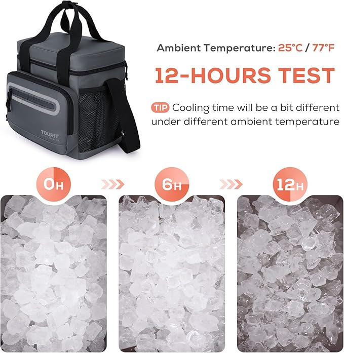 TOURIT Large Lunch Bag 14L Insulated Lunch Box Lunch Cooler for Men Women Work, Black