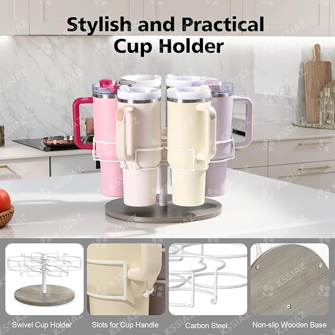 Water Bottle Organizer for Stanley 40 oz, Rotating Stanley Cup Organizer Holder, Tumbler Organizer Holder, Stanley Cup Accessories, 13.2 * 11 * 7.75in, Grey