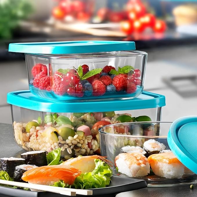 Bormioli Rocco Frigoverre Square Glass Food-Storage Containers with Lids, Set of 3