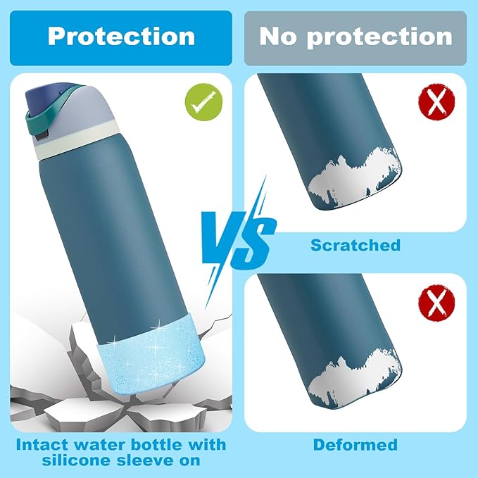 2 PCS Glitter Silicone Boot for Owala Water Bottle, Anti-Slip Protective Sleeve for FreeSip/Twist/Flip Stainless Steel Water Bottles Accessories